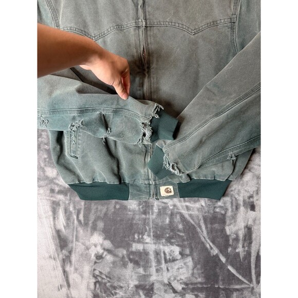 Vintage Carhartt Santa Fe J14 Olive Green Faded Distress Corduroy Collard XL - Picture 3 of 8